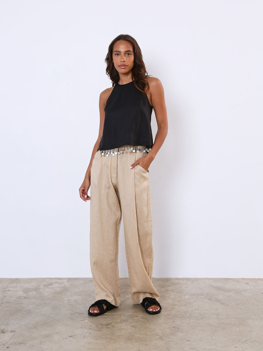 Linen High Rise Trousers