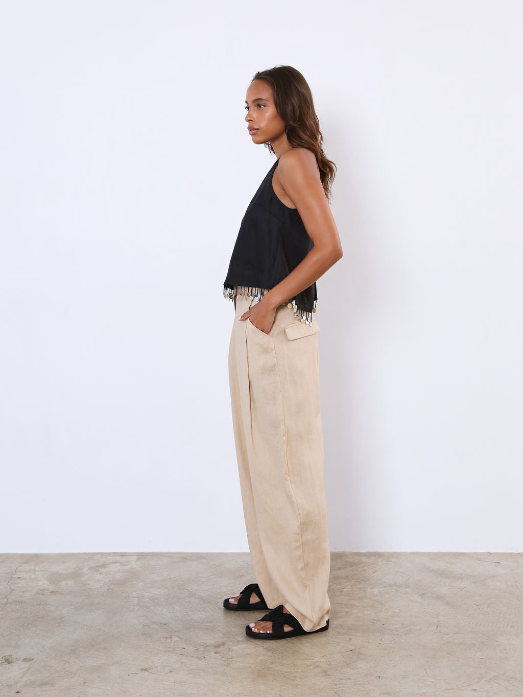 Linen High Rise Trousers