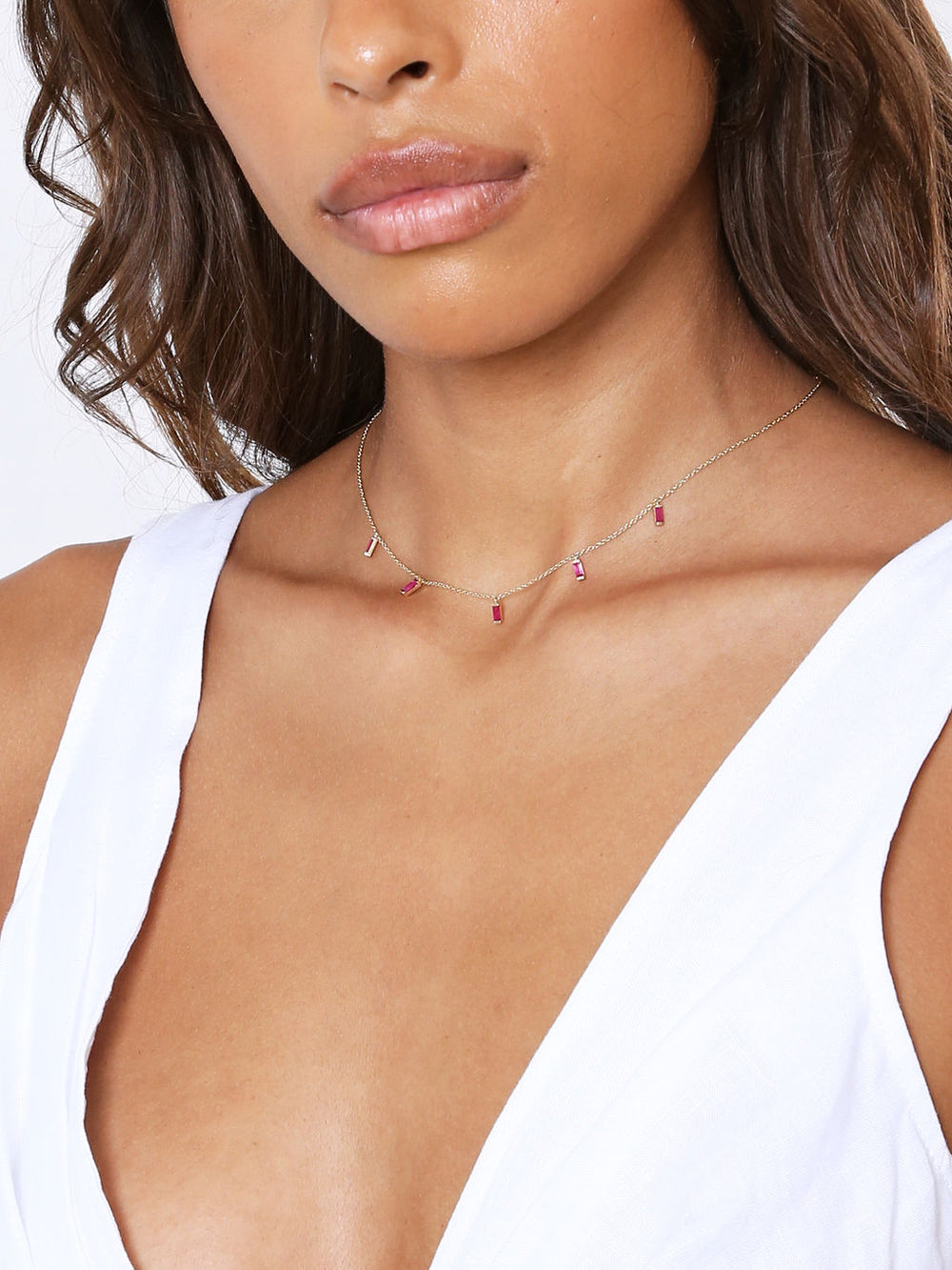 Ruby Baguette Necklace