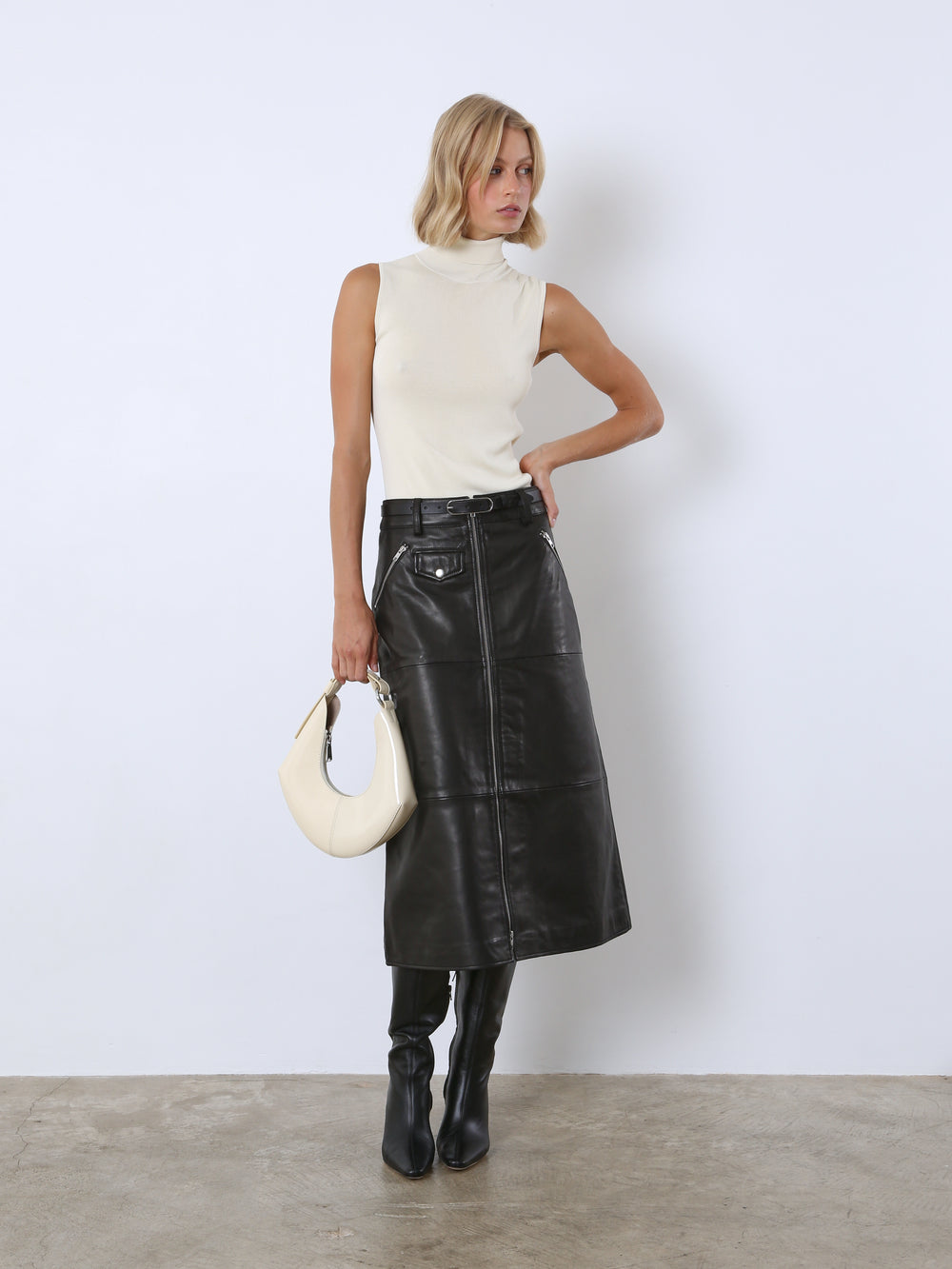Lilia Front Zip Long Skirt