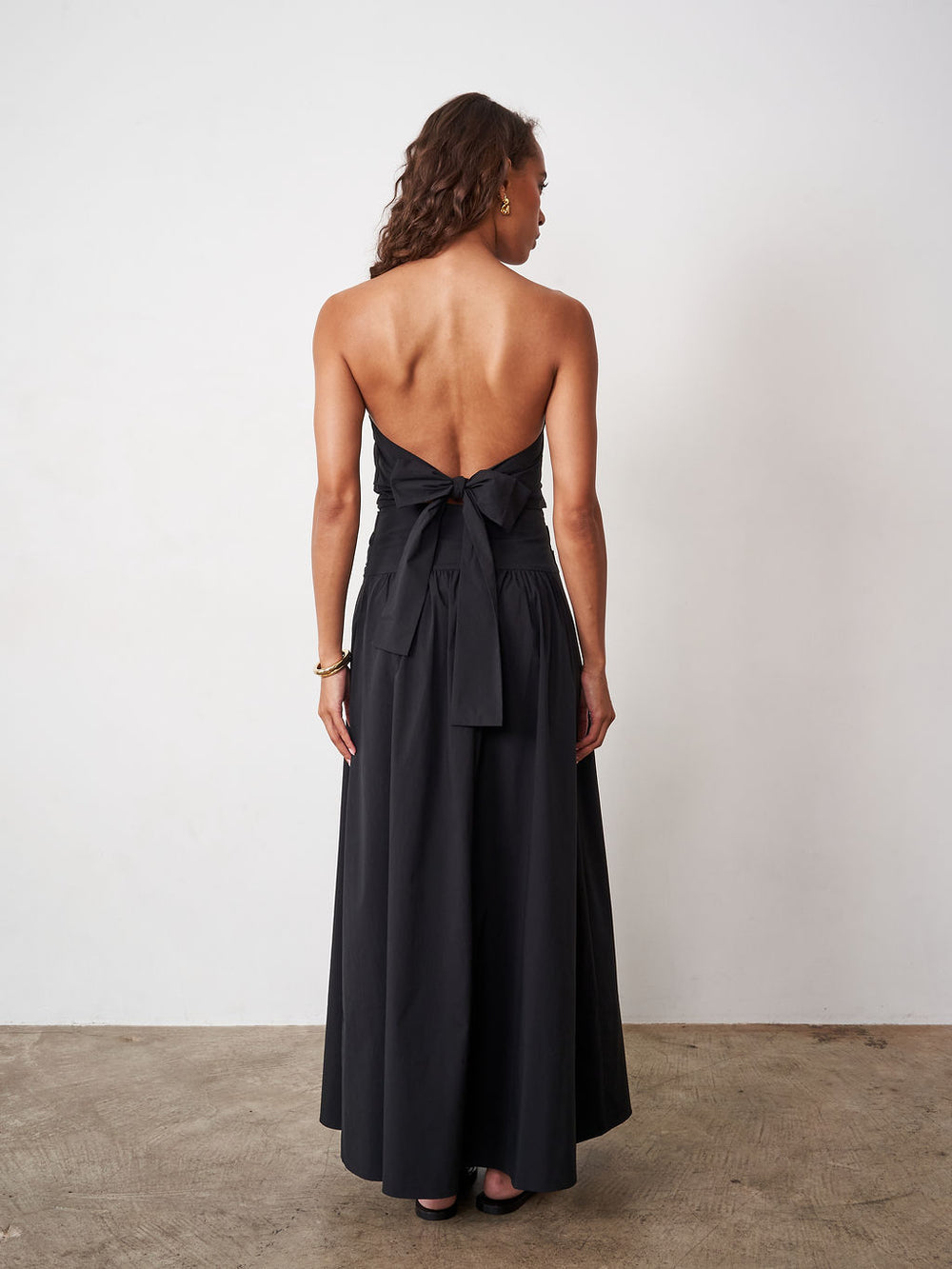 Gathered Strapless Tie Back Dress