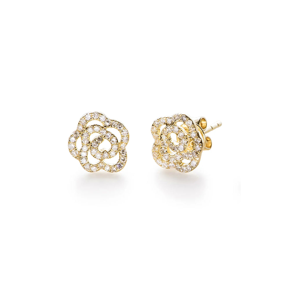 14KY Diamond Rose Stud Earring