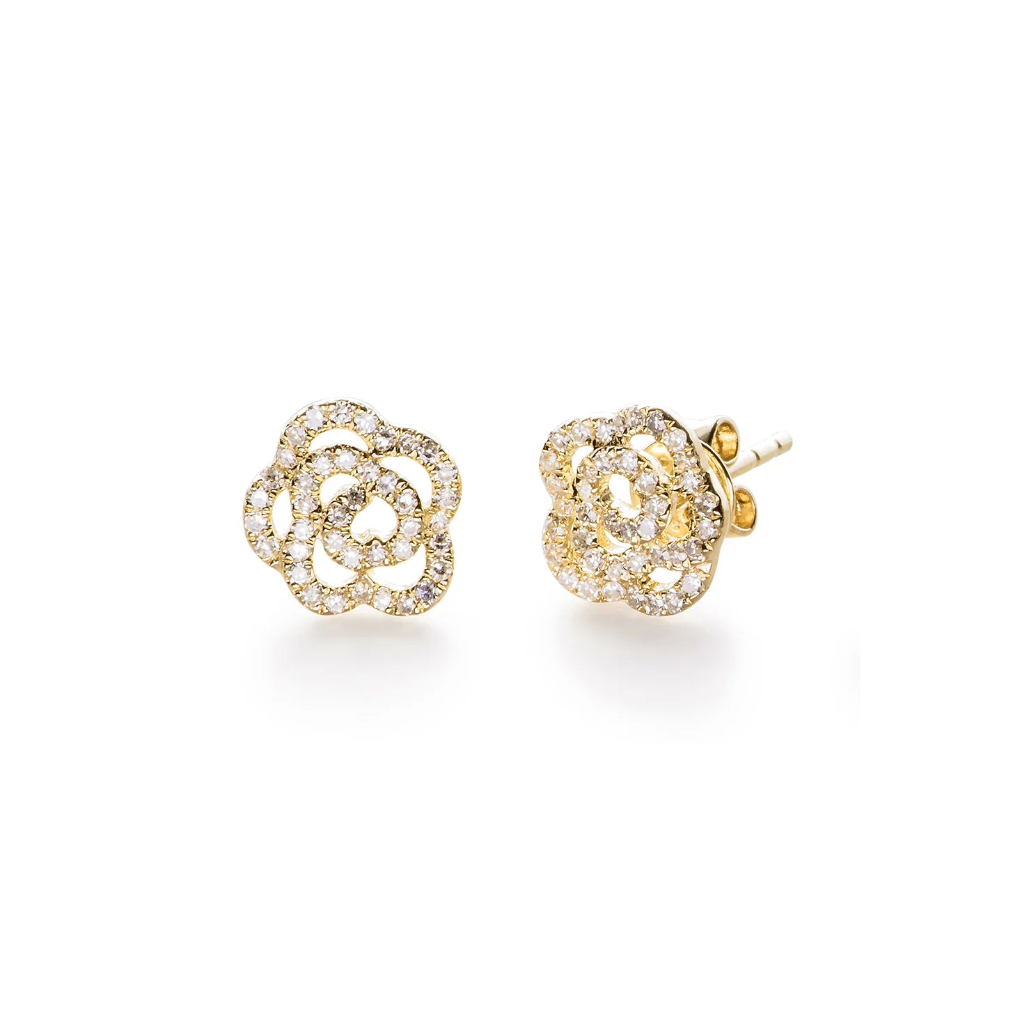 14KY Diamond Rose Stud Earring