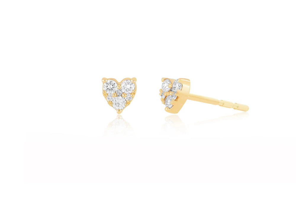 14KY Full Cut Diamond Mini Heart Stud Earring