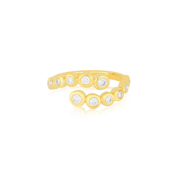 14KY Graduated Diamond Pillow Wrap Ring