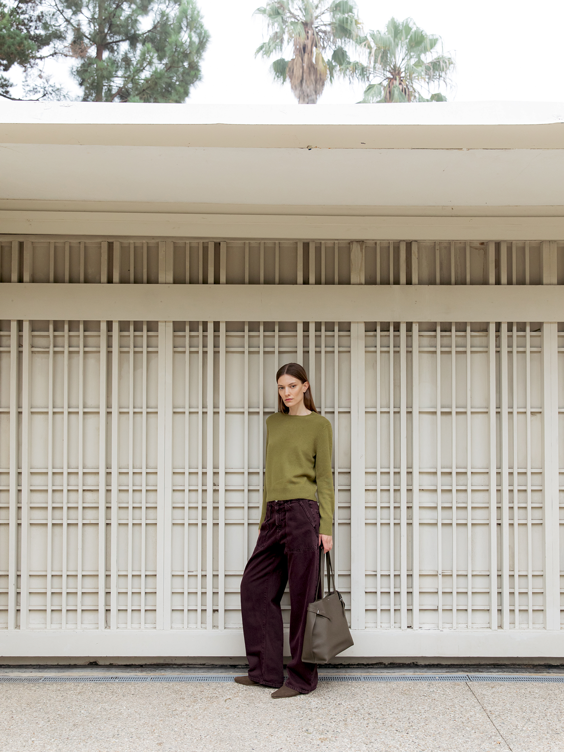 Cashmere Rib Trim Crewneck