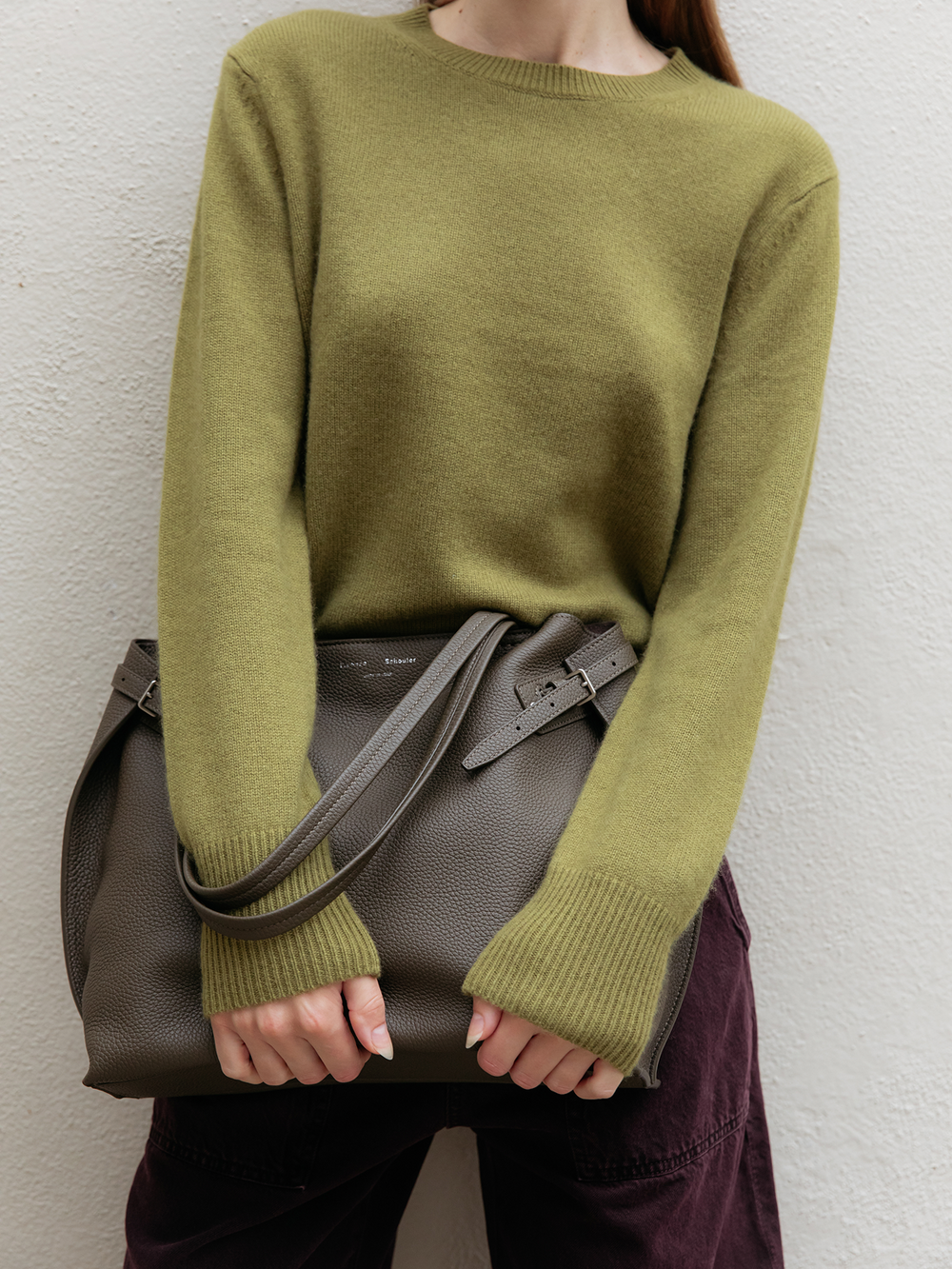 Cashmere Rib Trim Crewneck