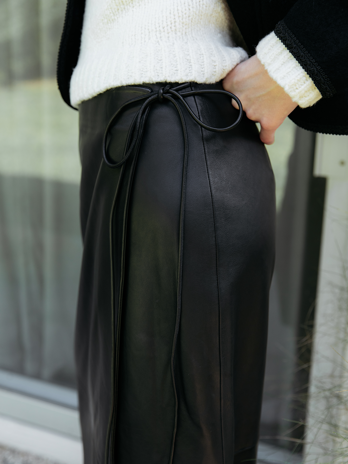 Roman Leather Wrap Skirt
