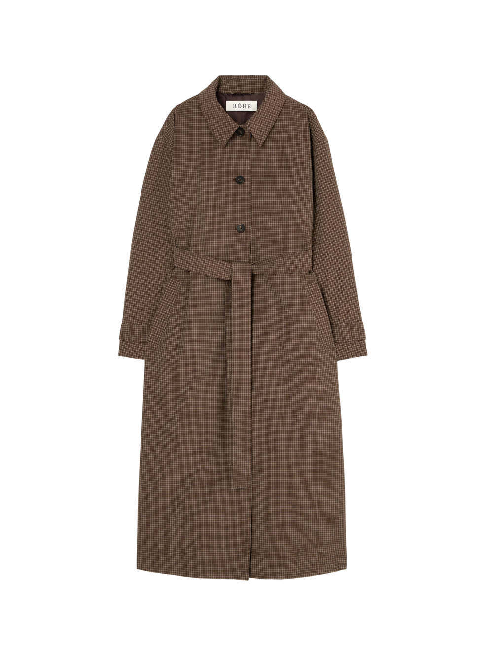Technical Check Belted Coat - Brown Multi Check