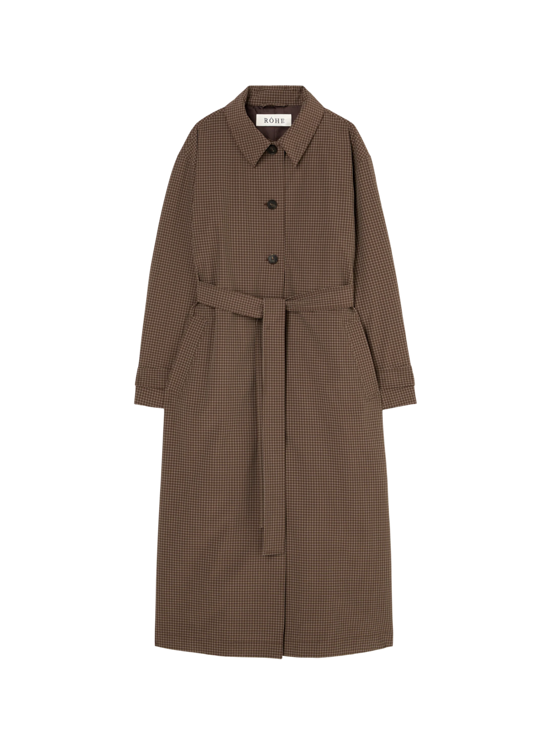 Technical Check Belted Coat - Brown Multi Check