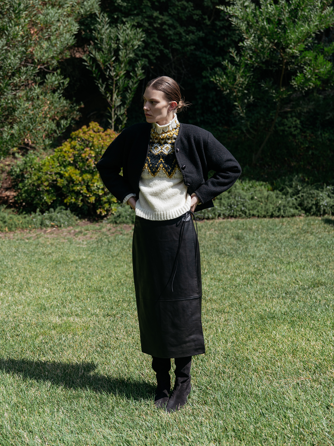 Roman Leather Wrap Skirt