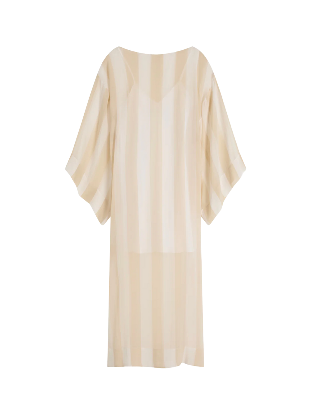 Capri Silk Kimono Sleeve Maxi - Ecru Stripes