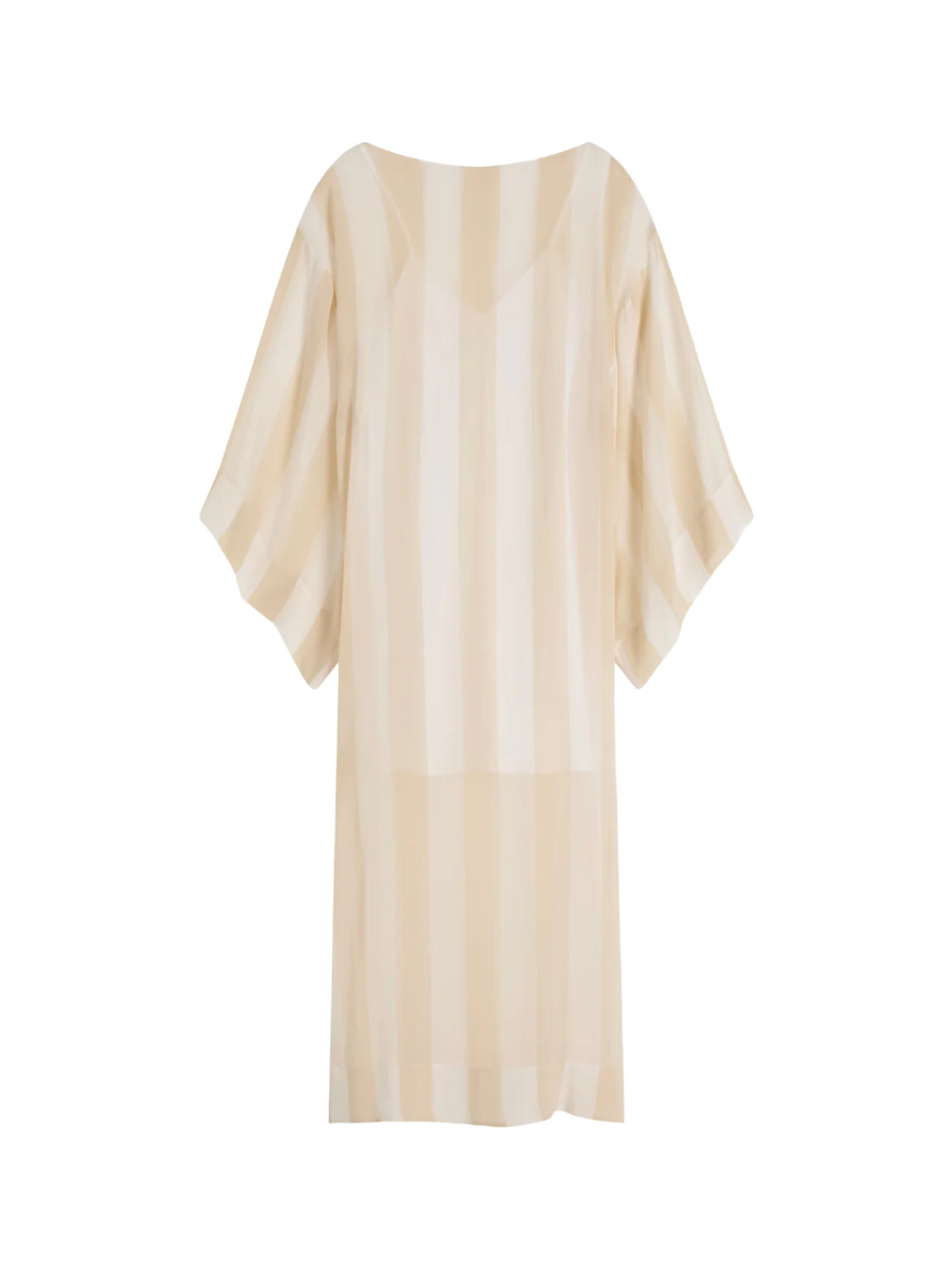 Capri Silk Kimono Sleeve Maxi - Ecru Stripes