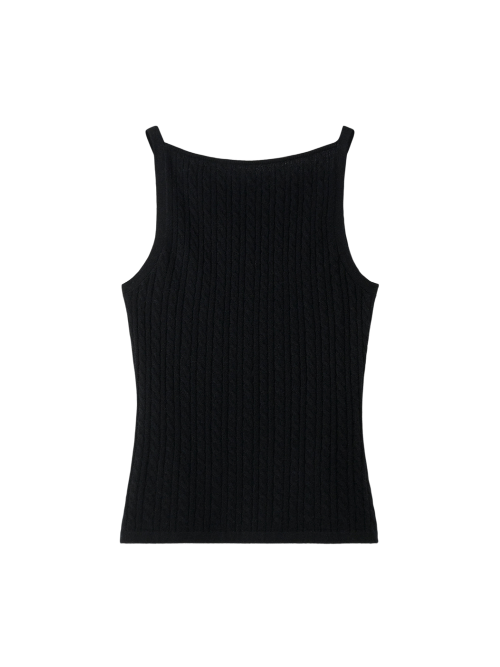 Cable Knit Singlet - Black
