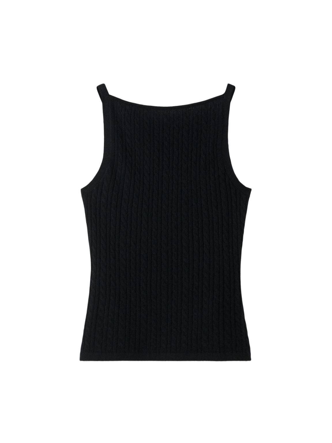 Cable Knit Singlet - Black