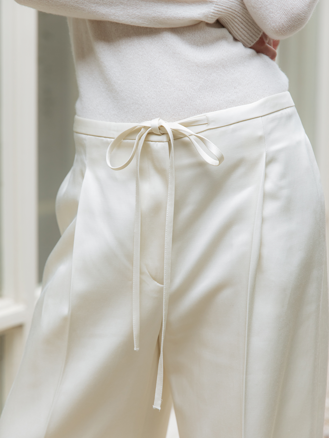 Relaxed Drawstring Satin Trouser