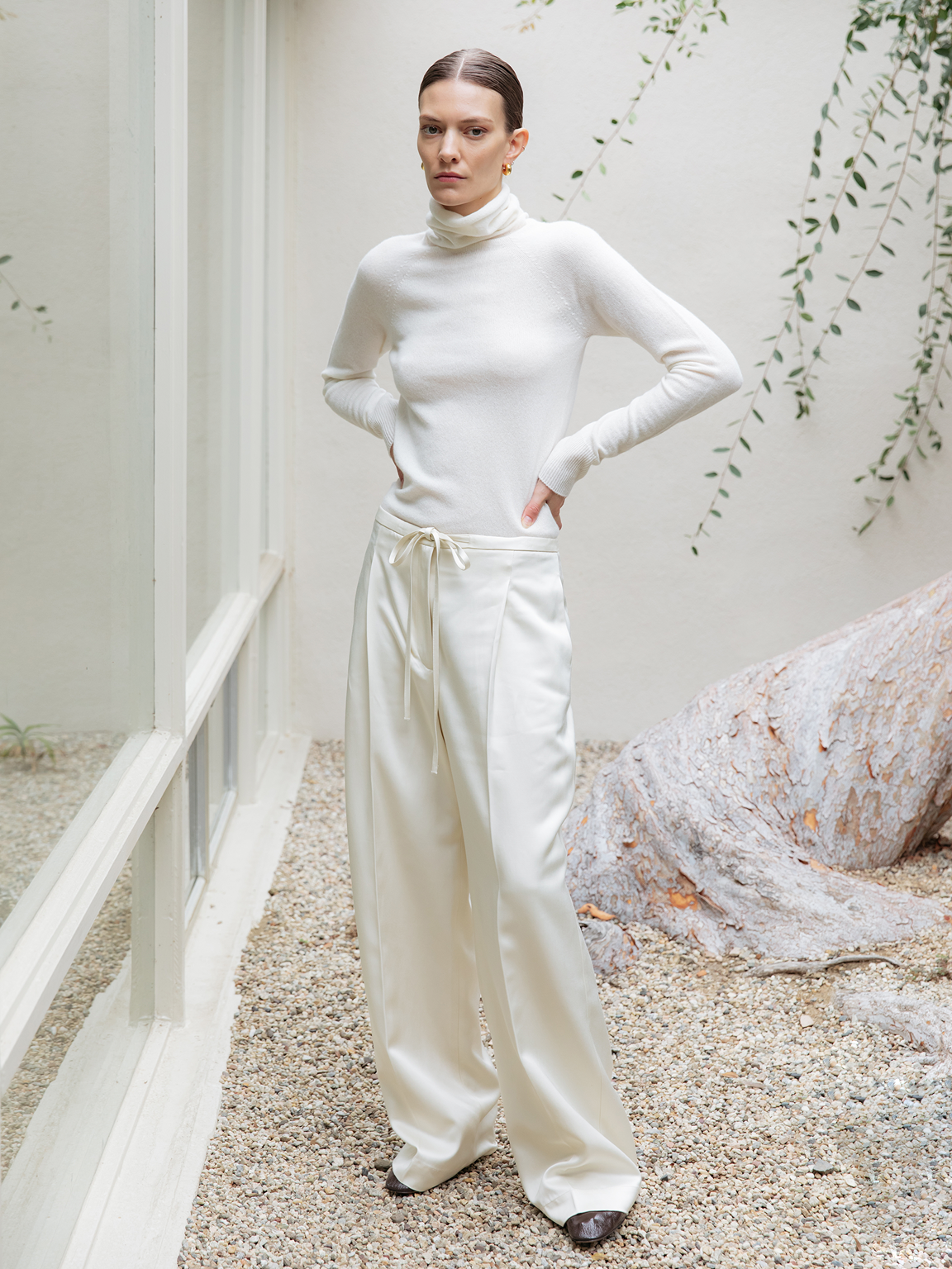 Relaxed Drawstring Satin Trouser