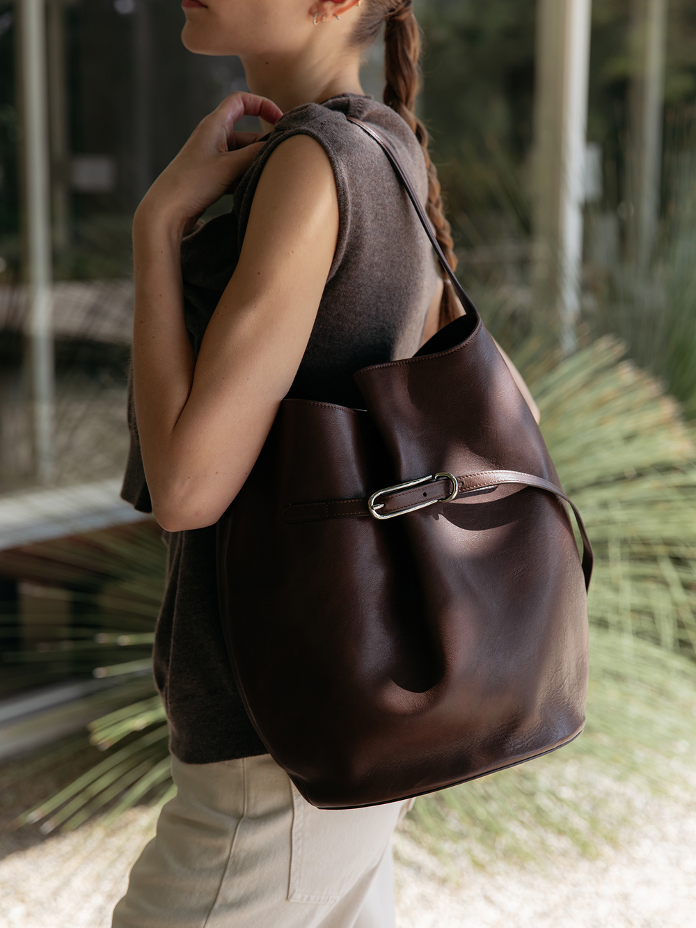 Large Belted Bucket Bag