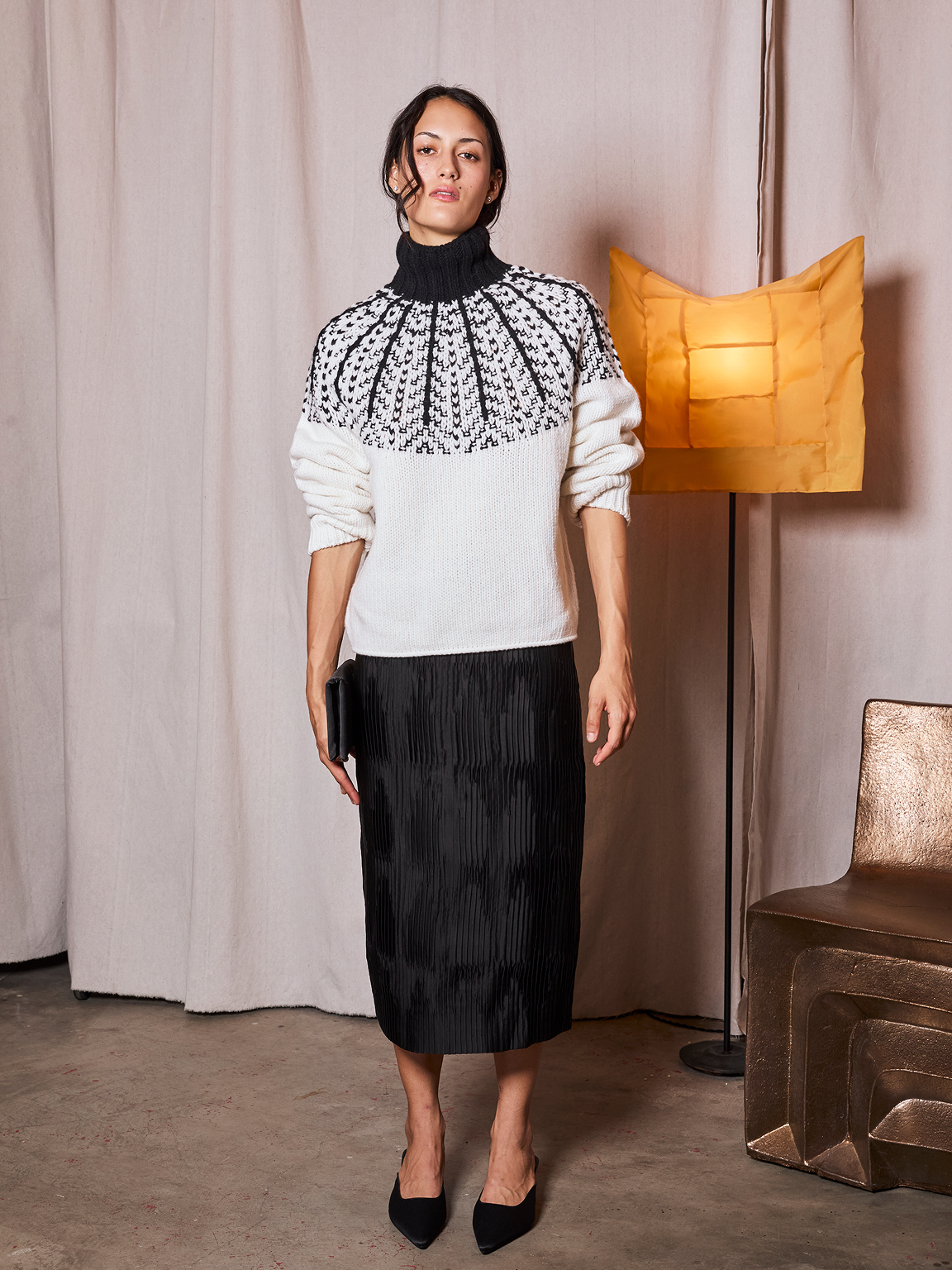 Plissé Satin Skirt