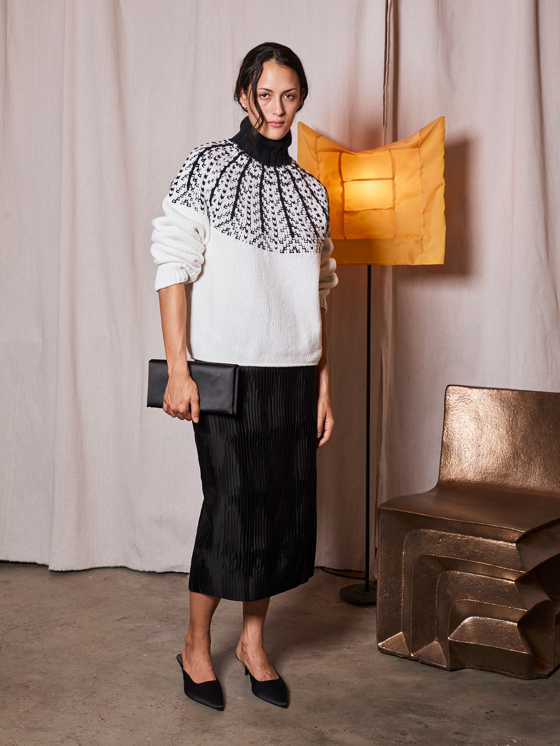 Plissé Satin Skirt