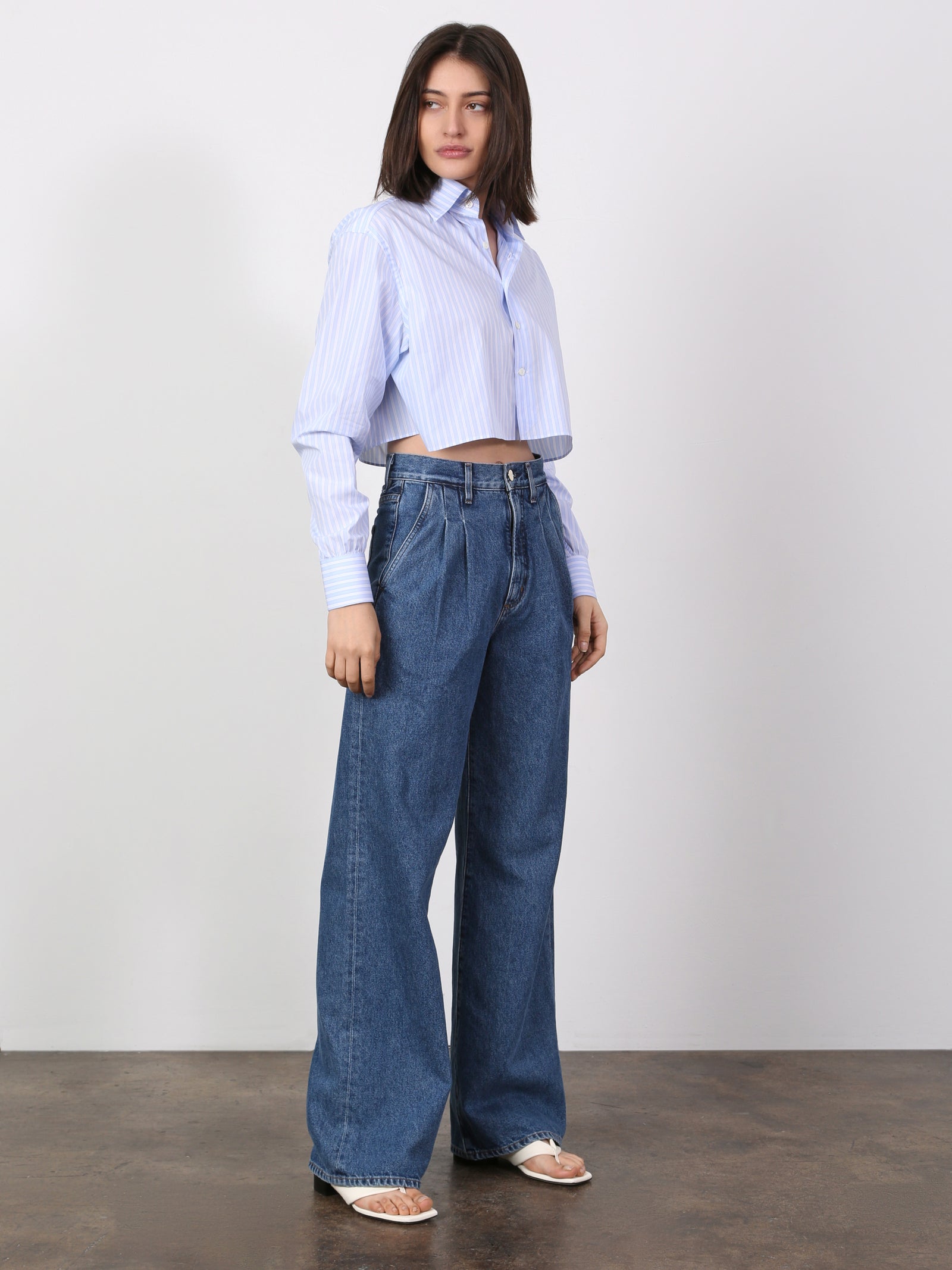 Stripe Crop Button-Up