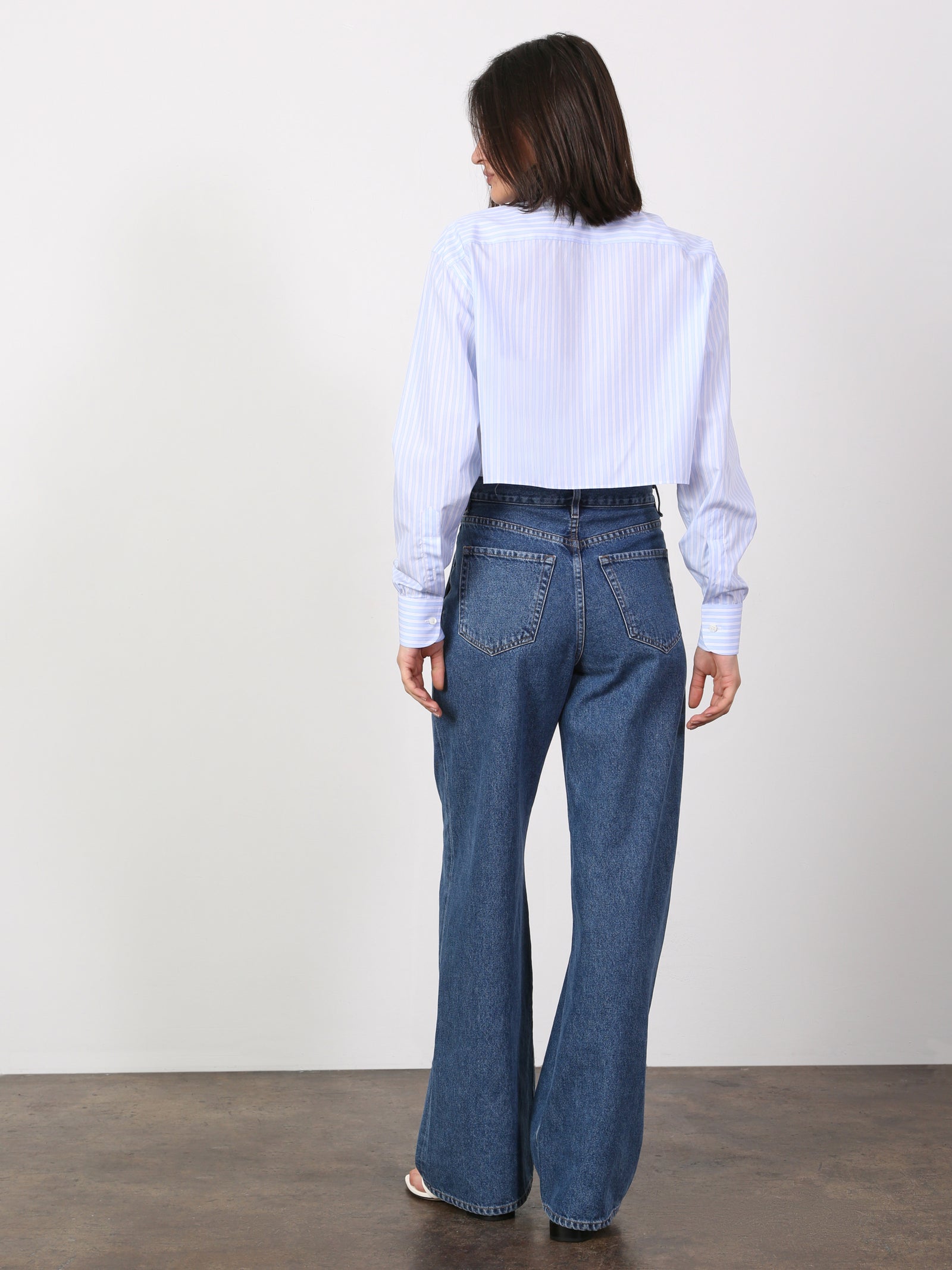 Stripe Crop Button-Up