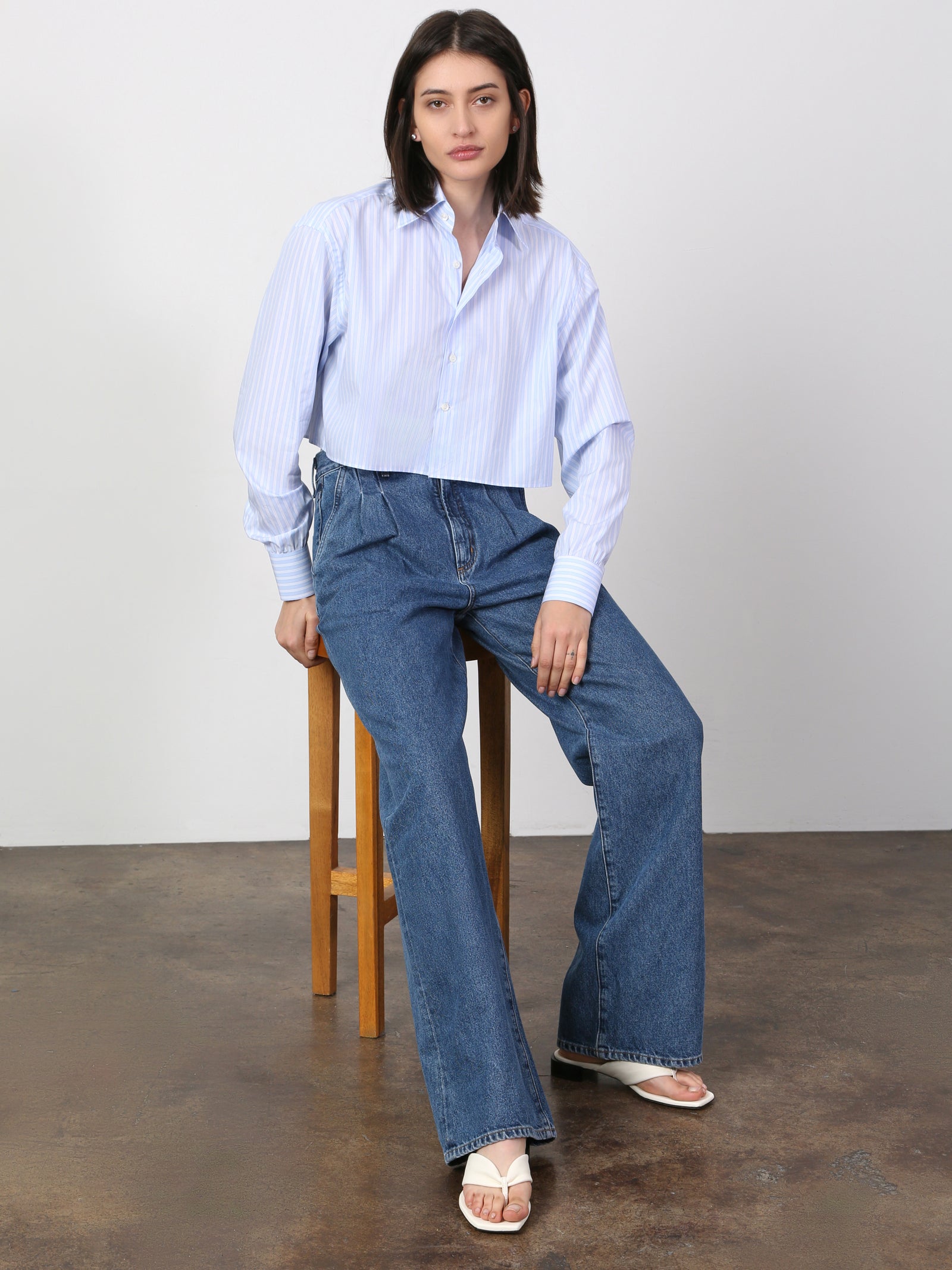 Stripe Crop Button-Up